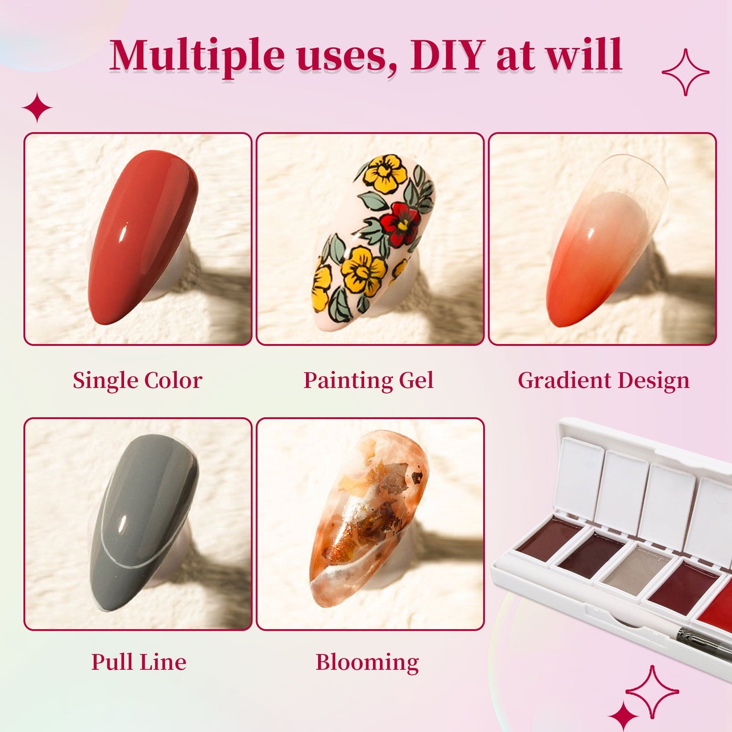 Modern Beauty 6-colors-in-1 + Free 3-colors-in-1 (#08) Solid Cream Gel Polish