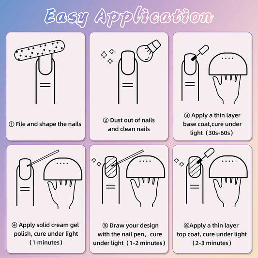 Summer Color Series - 6 Colors Solid Cream Gel Nails Polish Set Total 36 Colors