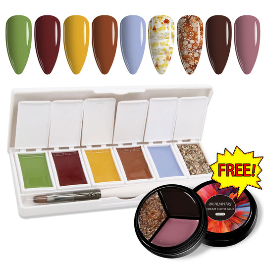 Oil Painting Barley 6-colors-in-1 + Free 3-colors-in-1 (#08) Solid Cream Gel Polish