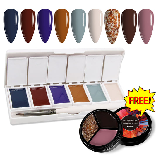 Dunhuang Mural 6-colors-in-1 + Free 3-colors-in-1 (#08) Solid Cream Gel Polish