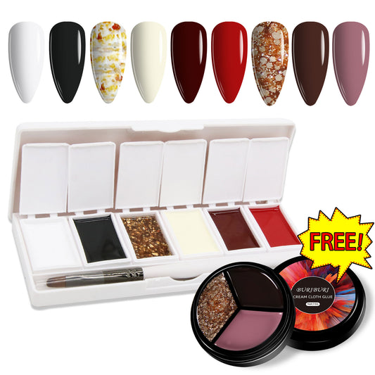 Luxury Hepburn Style 6-colors-in-1 + Free 3-colors-in-1 (#08) Solid Cream Gel Polish