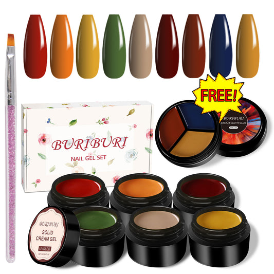Happy Festive Color 6 Colors Set + Free 3-colors-in-1 (#19) Solid Cream Gel Polish
