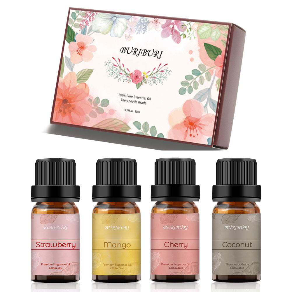 4pcs 10ml Essential Oil Set (Strawberry, Cherry, Mango, Coconut)