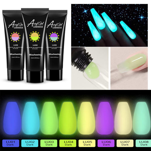 8 Colors Luminous Poly Nails Gel Nail Extension Gel Glow in the Dark
