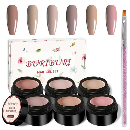 Classic Nude Color 6 Colors Set + Free 3-colors-in-1 (#24) Solid Cream Gel Polish