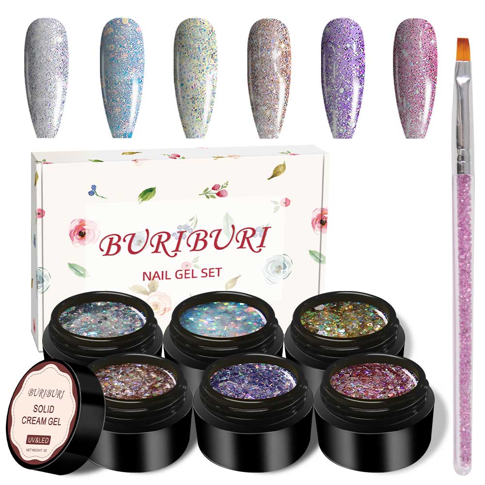 Secret Garden - 6 Colors Solid Cream Gel Nails Polish Set