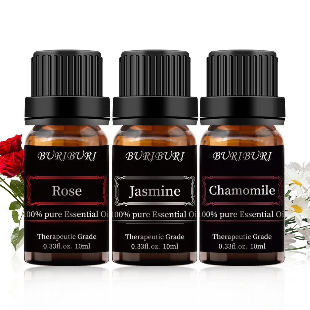 Chamomile, Jasmine, Rose essential oils