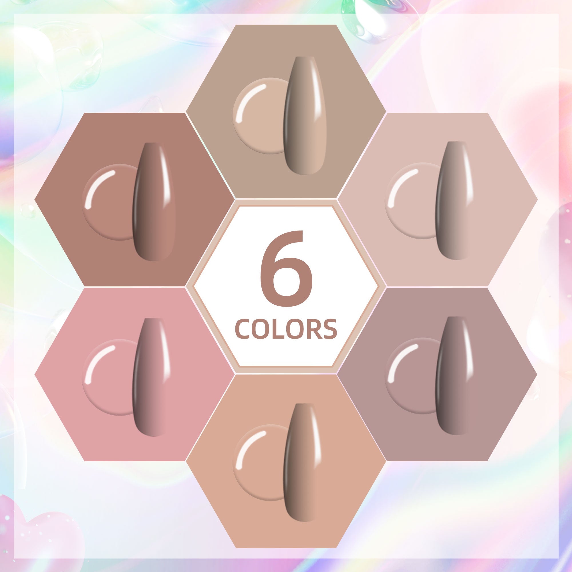 Classic Nude Color - 6 Colors Solid Cream Gel Nails Polish Set