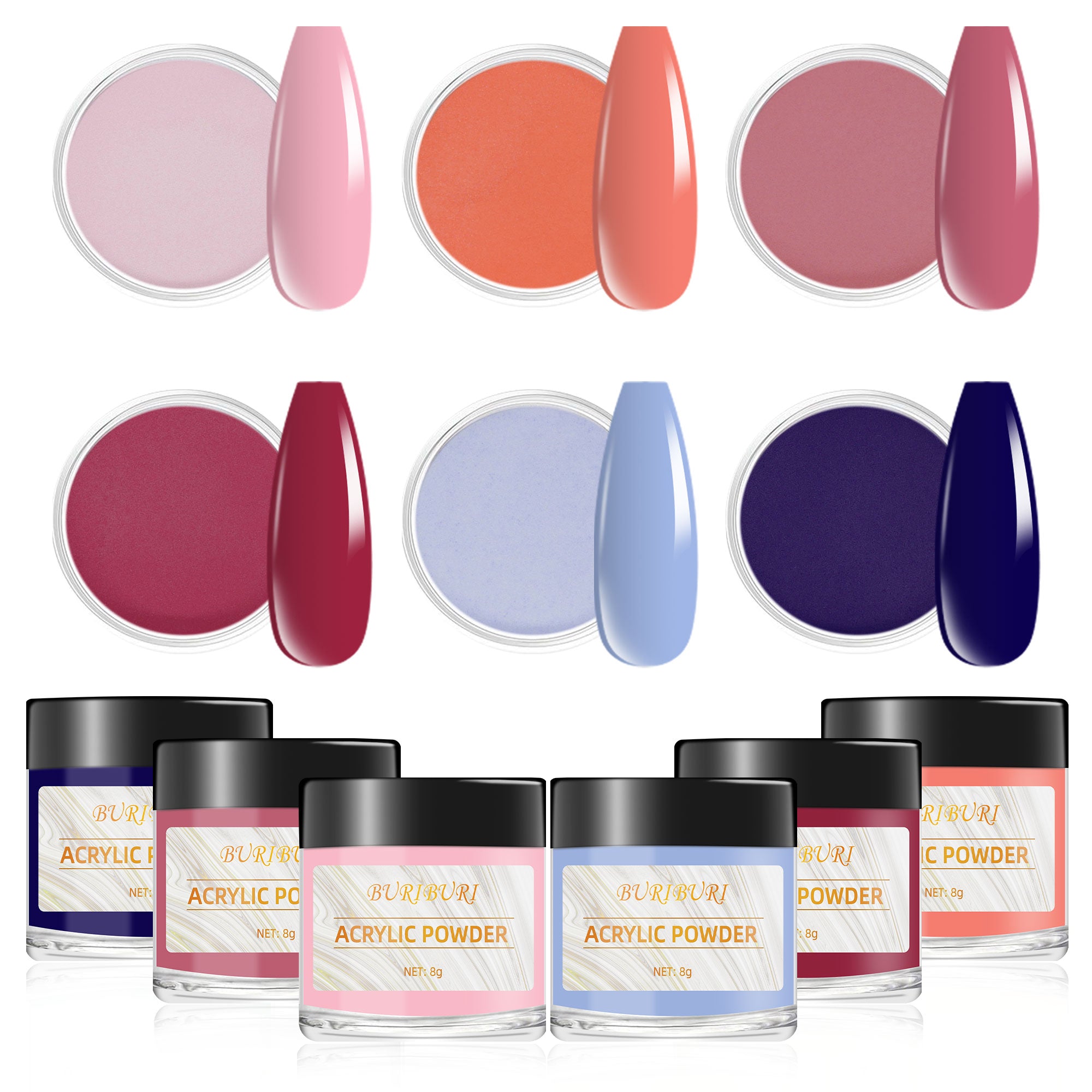 Happy Vacation - 6 Colors Nails Acrylic Powder Set