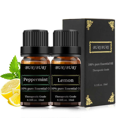 2pcs 10ml Peppermint + Lemon Essential Oil Set