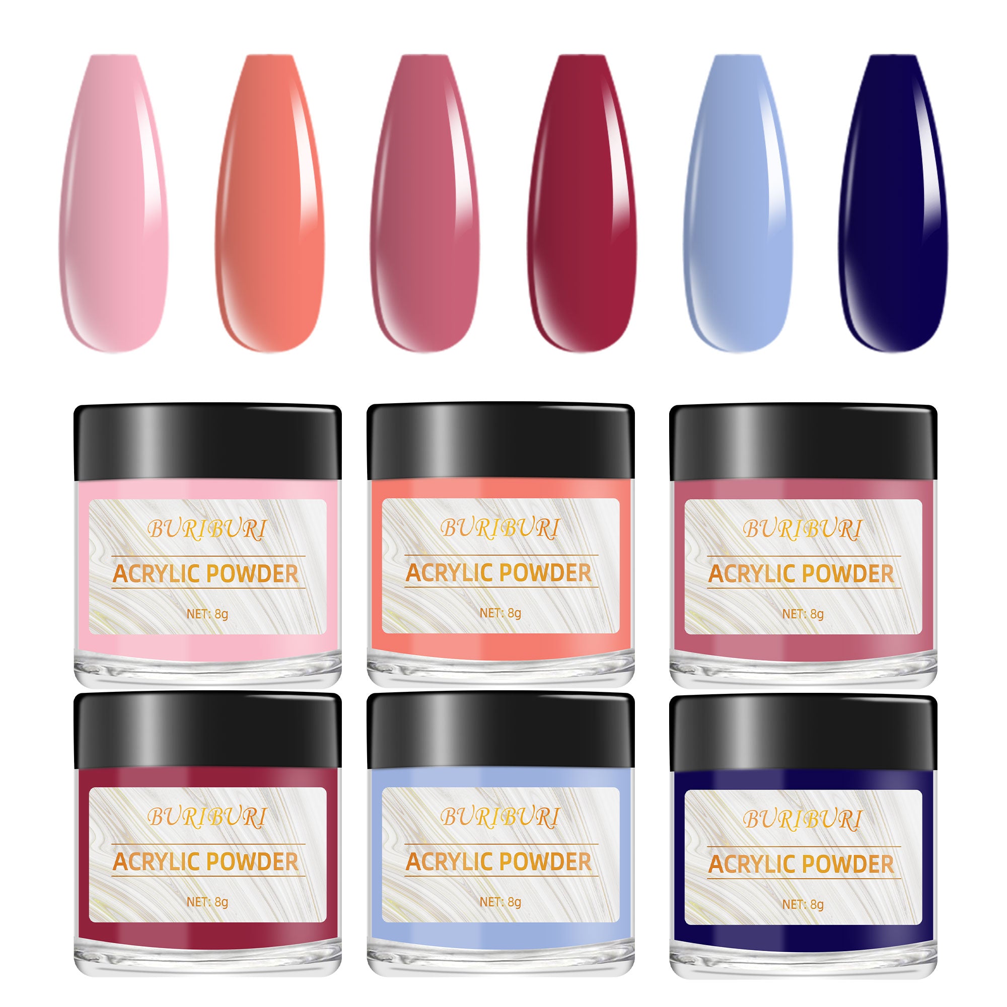 Happy Vacation - 6 Colors Nails Acrylic Powder Set