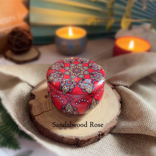 Soy Wax Dried Floral Tinplate Cans Natural Aroma Scented Candle sandalwood rose