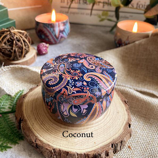 Soy Wax Dried Floral Tinplate Cans Natural Aroma Scented Candle coconut