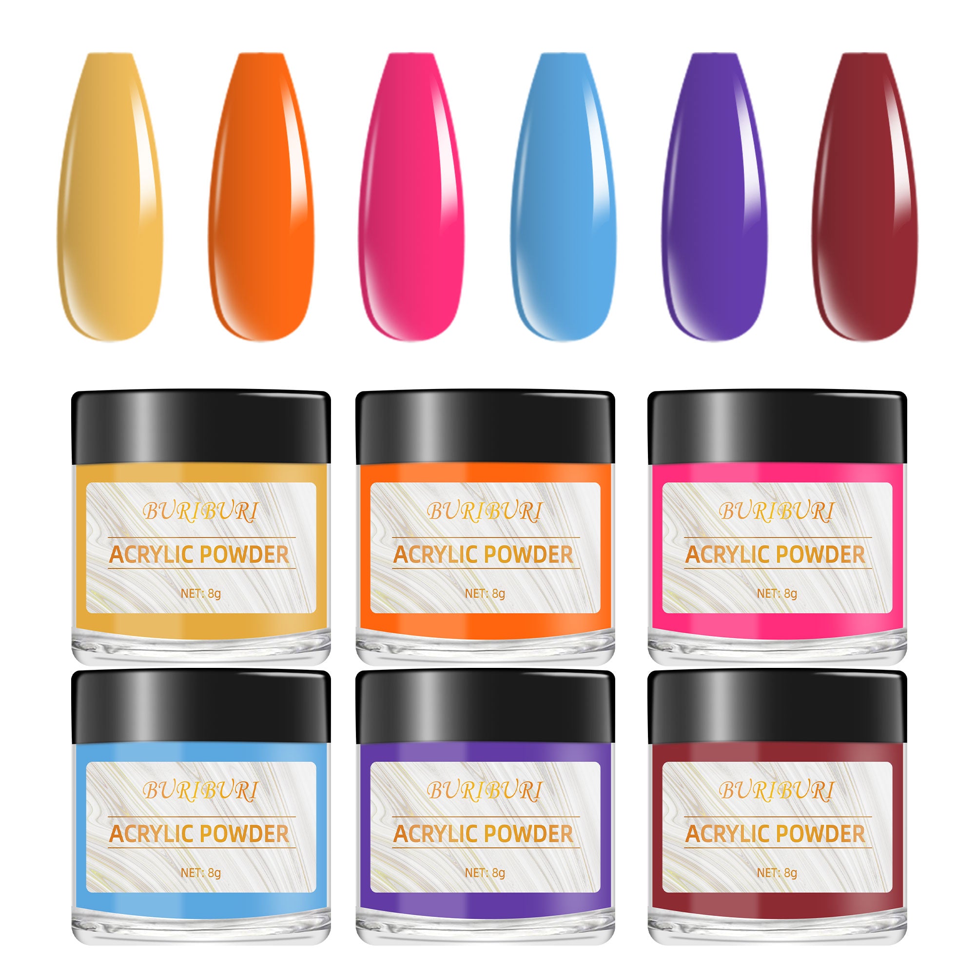 Emboldened & Fierce - 6 Colors Nails Acrylic Powder Set