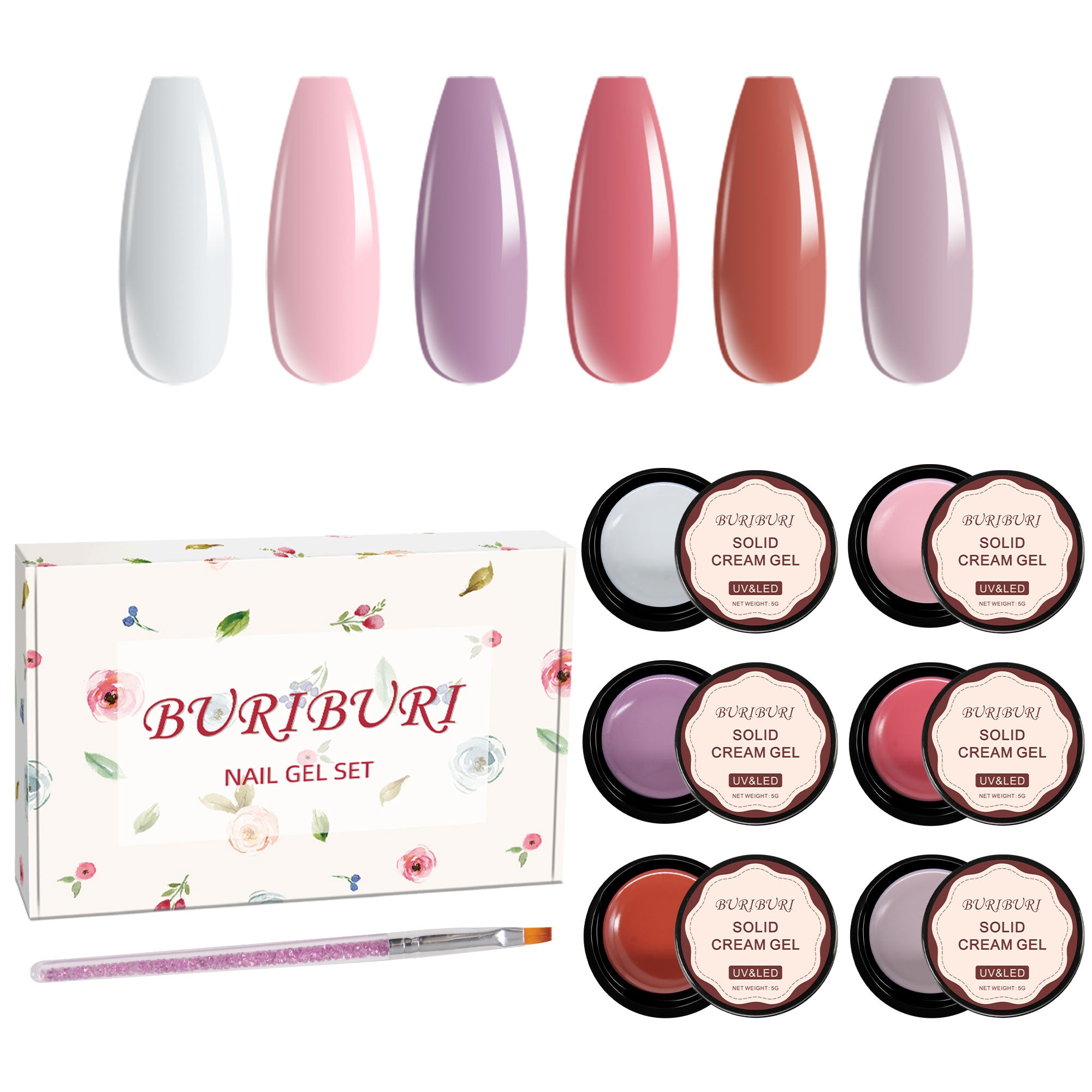 Refreshing Grapefruit - 6 Colors Solid Cream Gel Nails Polish Set