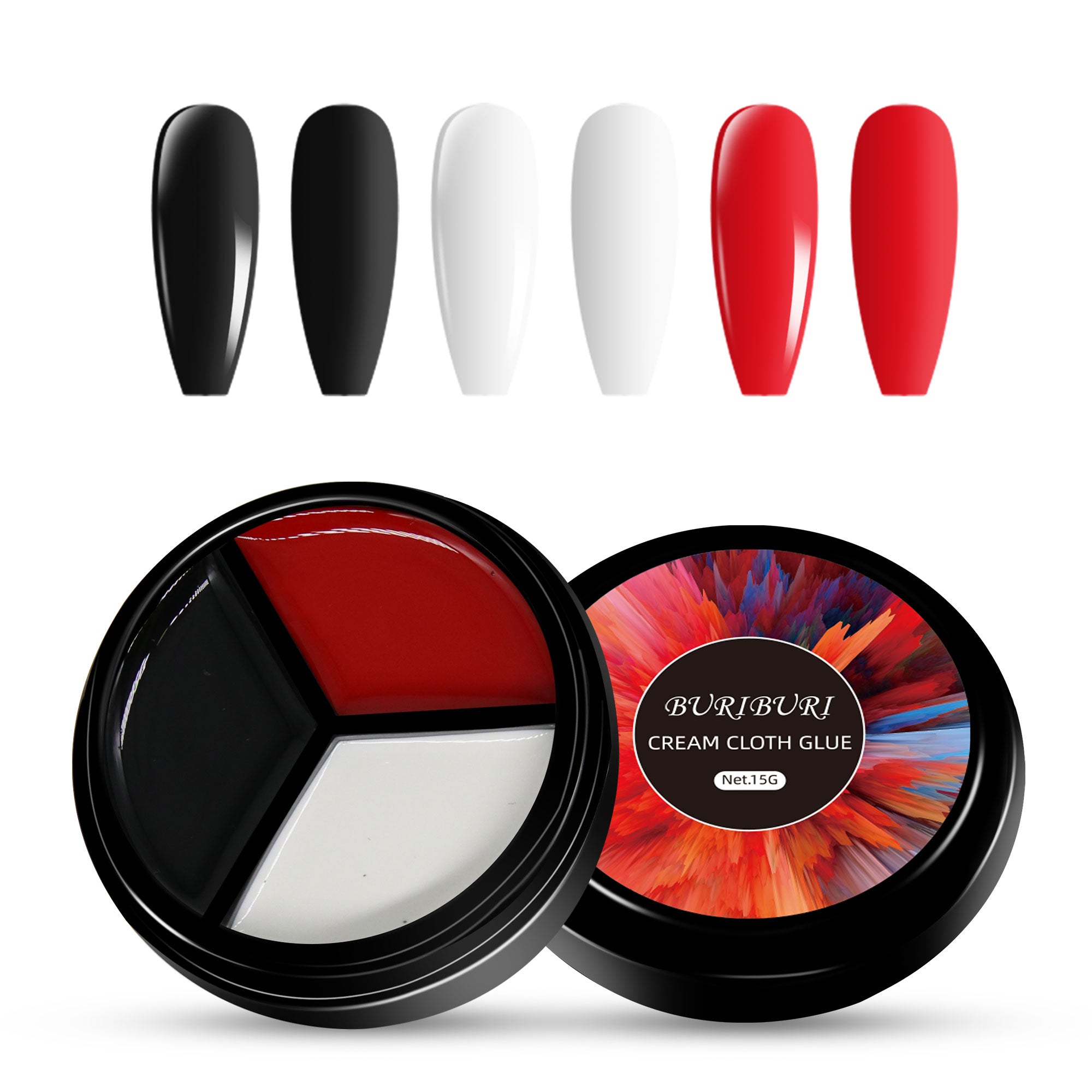 3 Colors in 1 Solid Cream Gel Polish - Classic Black, Red, White