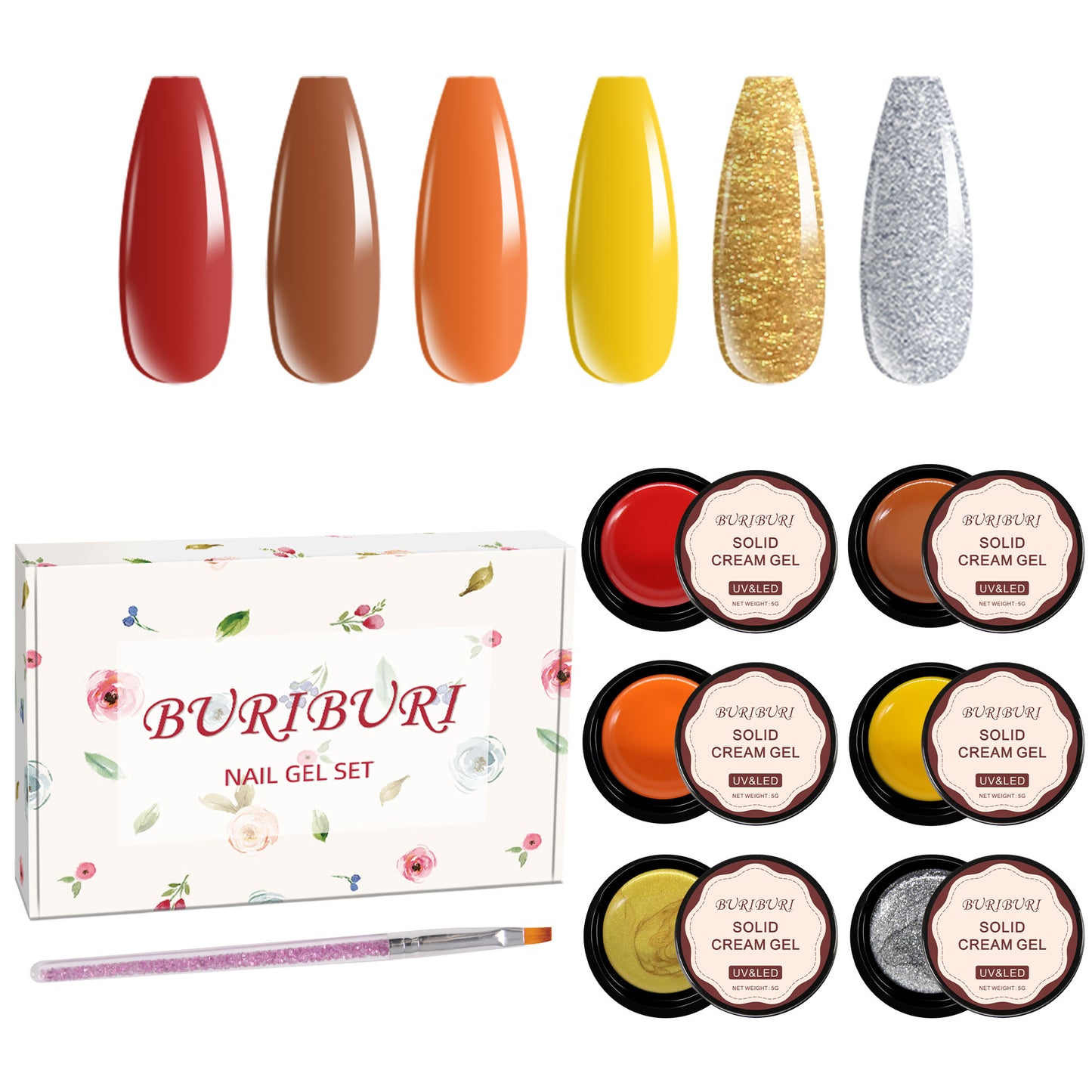 Secret Garden - 6 Colors Solid Cream Gel Nails Polish Set