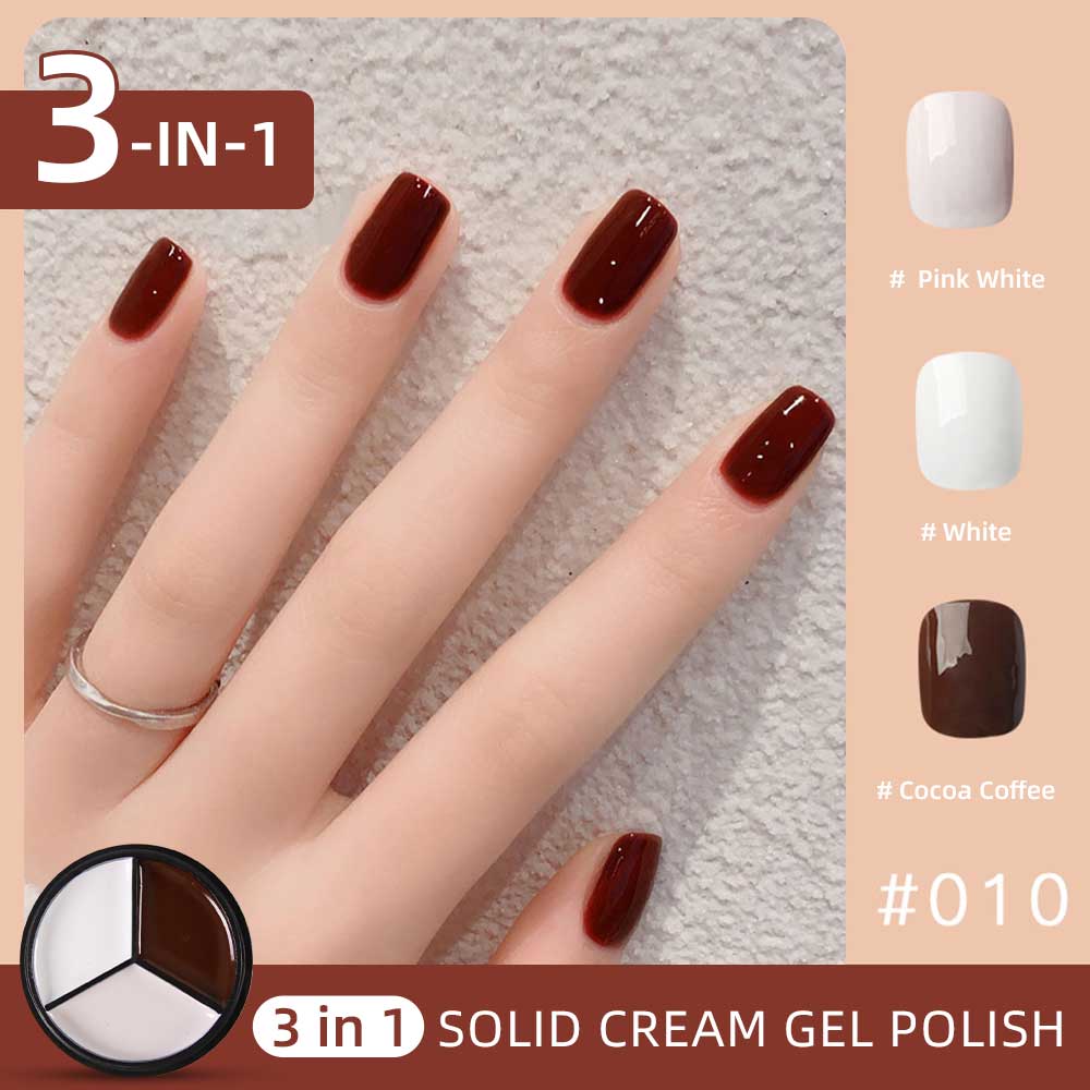 3 in 1 white coffee solid cream gel polish