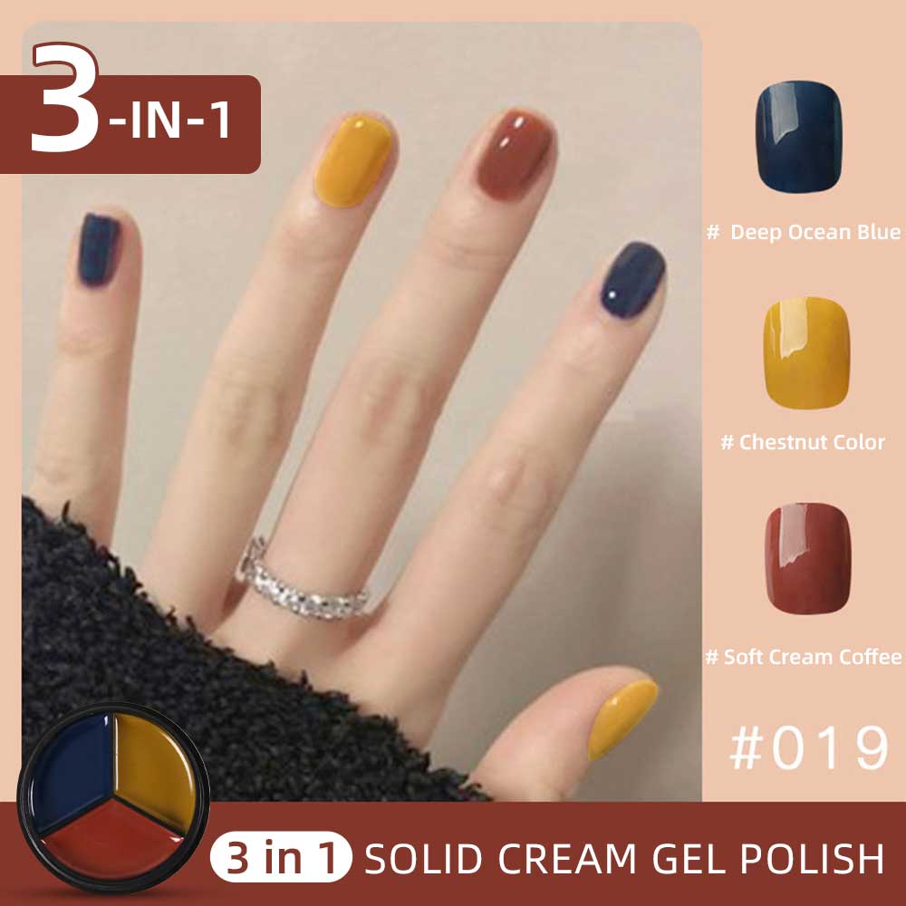 Shiny Glitter 6 Colors Set + Free 3-colors-in-1 (#19) Solid Cream Gel Polish