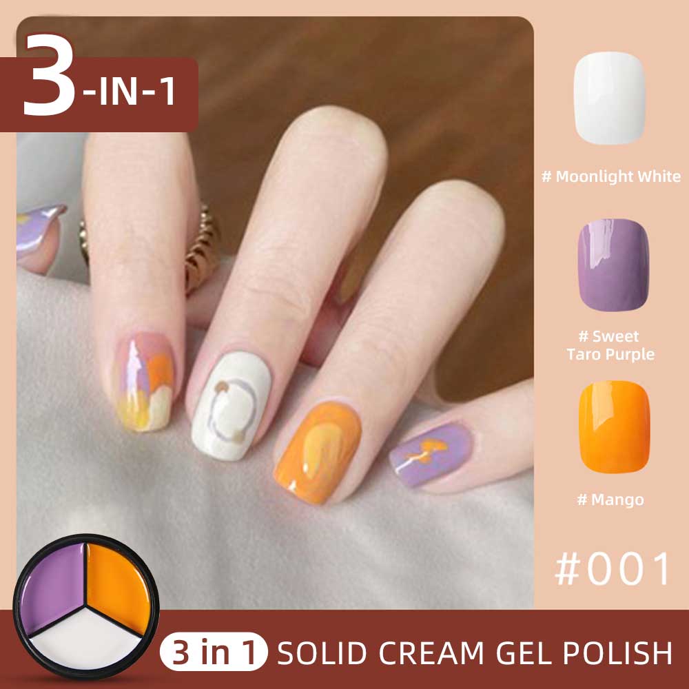 Happy Festive Color 6 Colors Set + Free 3-colors-in-1 (#01) Solid Cream Gel Polish