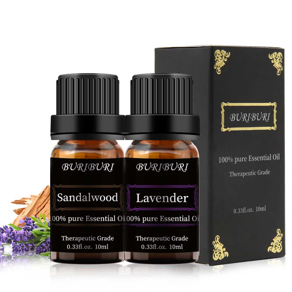 2pcs 10ml Sandalwood + Lavender Essential Oil Set