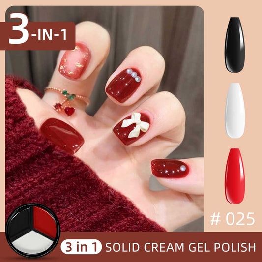 3 Colors in 1 Solid Cream Gel Polish - Classic Black, Red, White