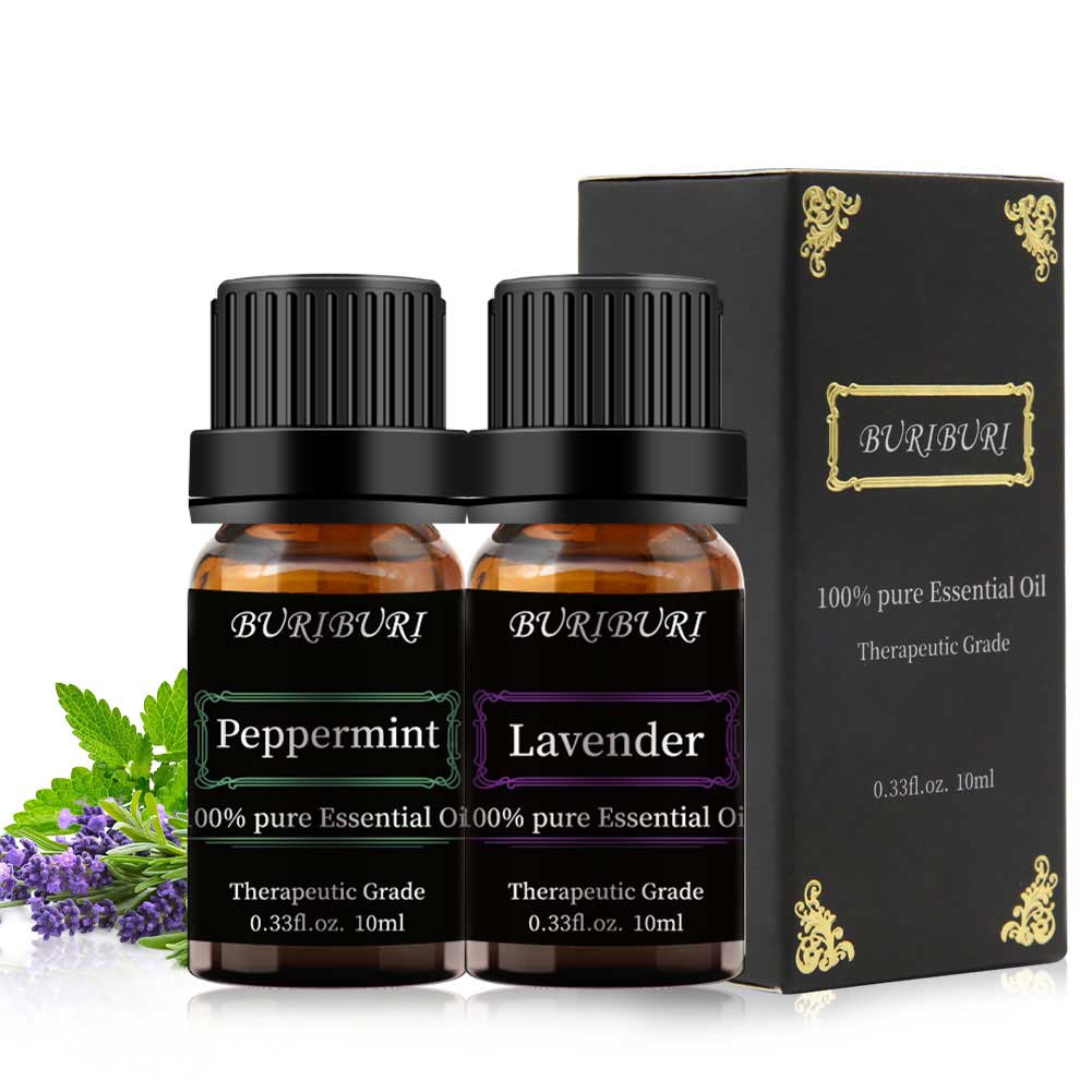 2pcs 10ml Lavender + Peppermint Essential Oil Set