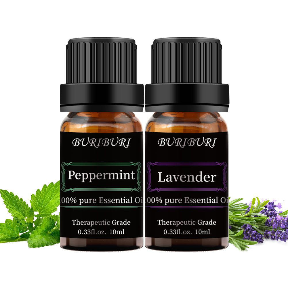 2pcs 10ml Lavender + Peppermint Essential Oil Set