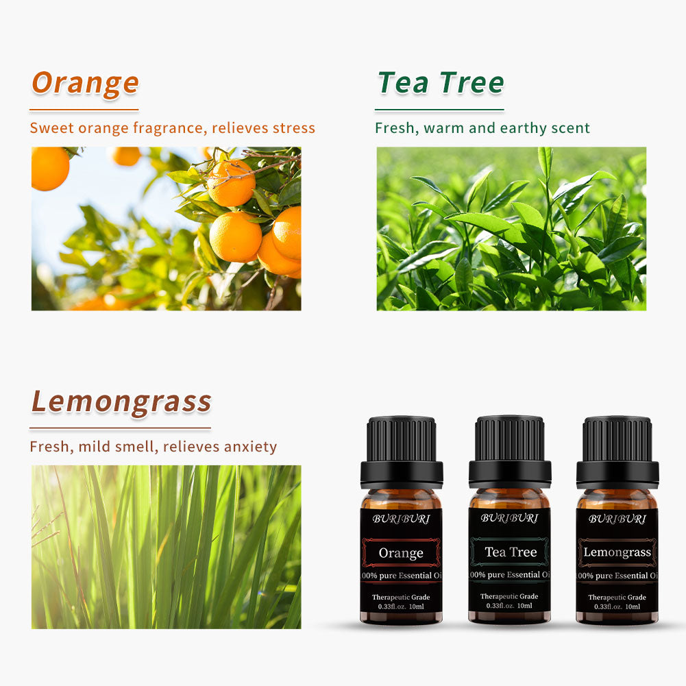 lavender orange peppermint eucalyptus lemongrass tea tree  essential oil