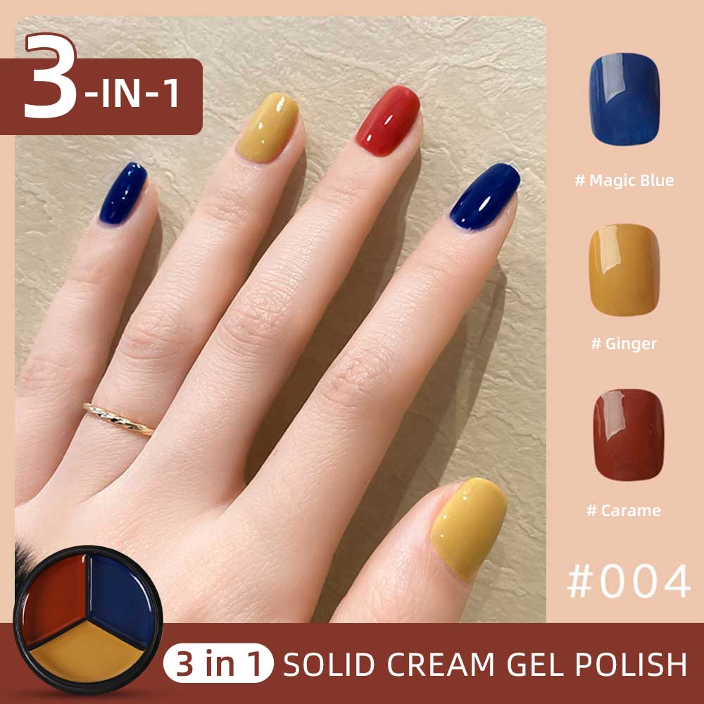 2pcs 3-Colors-in-1 Solid Cream Gel Polish 6 Colors - Earth + Leo