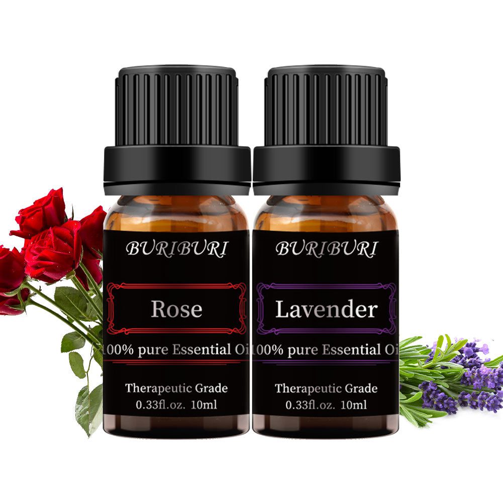 2pcs 10ml Rose + Lavender Essential Oil Set