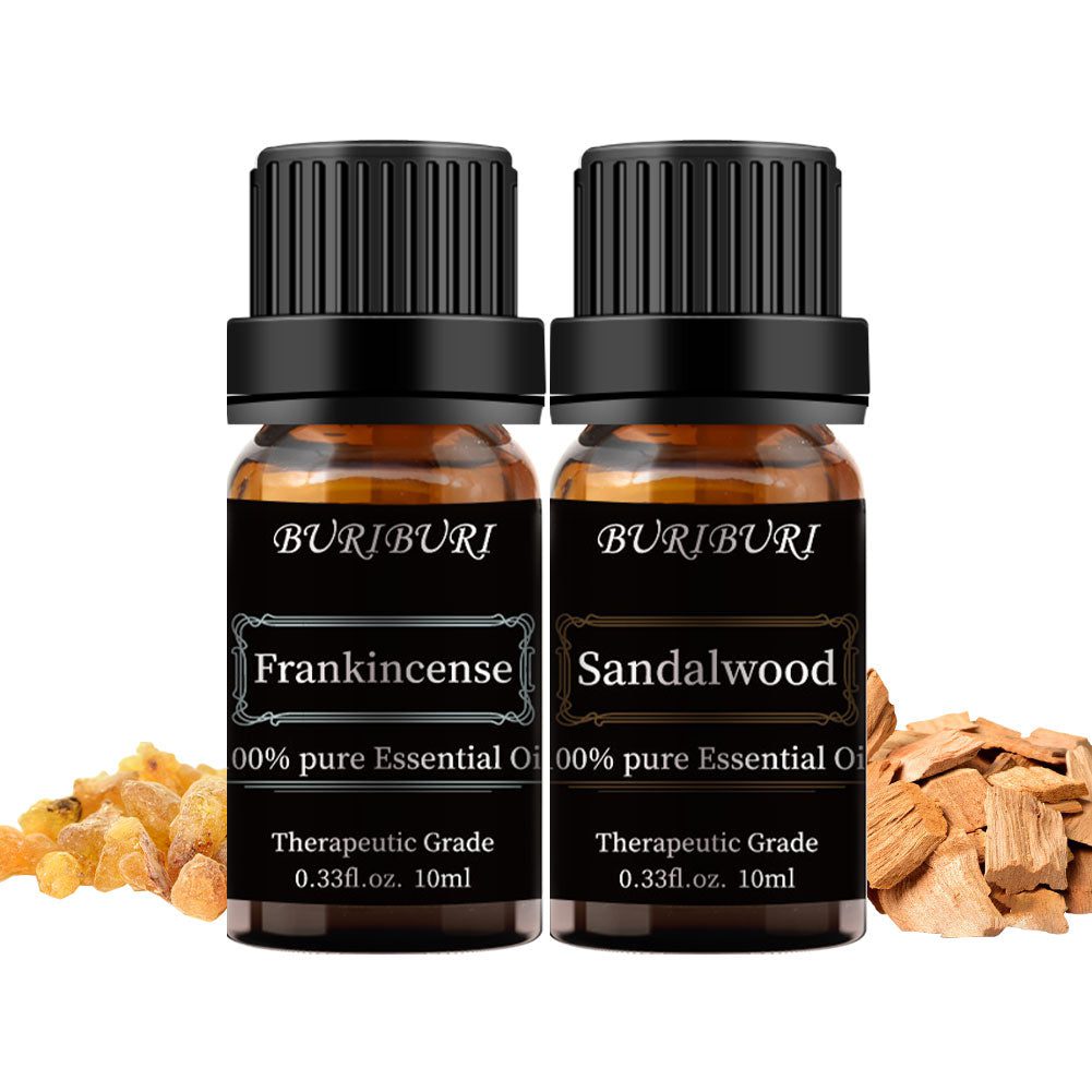 2pcs 10ml Sandalwood + Frankincense Essential Oil Set