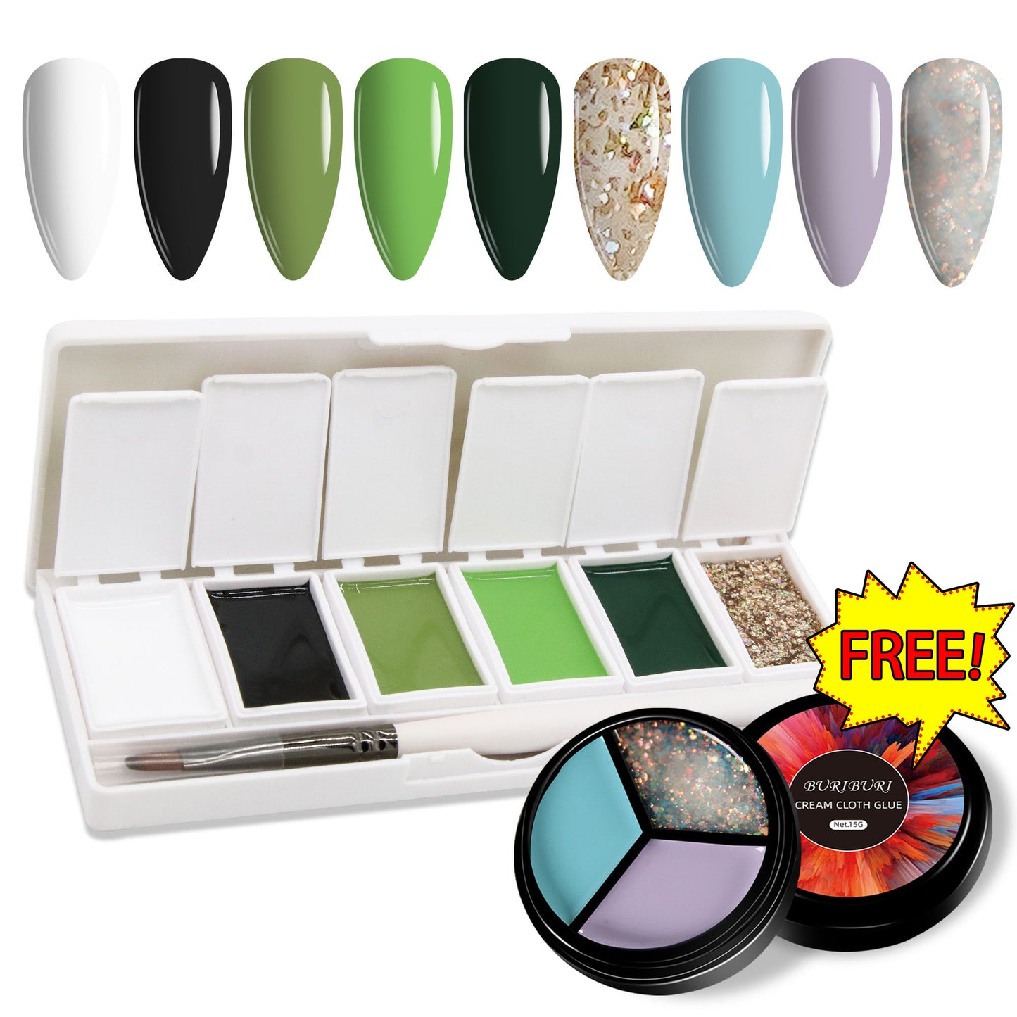 Misty Forest 6-colors-in-1 + Free 3-colors-in-1 (#20) Solid Cream Gel Polish