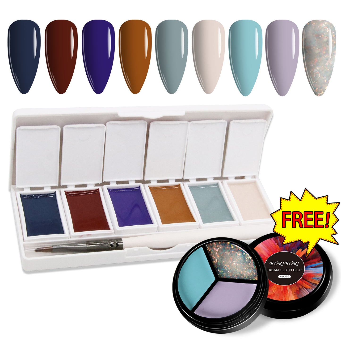 Dunhuang Mural 6-colors-in-1 + Free 3-colors-in-1 (#20) Solid Cream Gel Polish