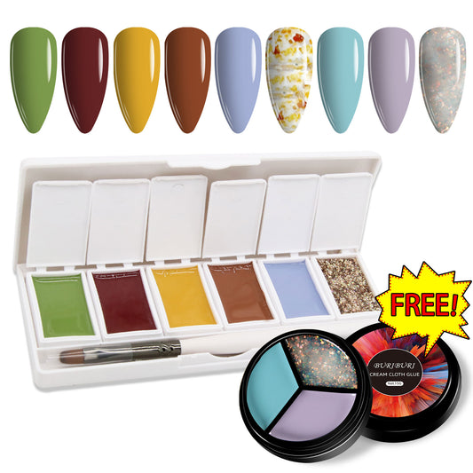 Oil Painting Barley 6-colors-in-1 + Free 3-colors-in-1 (#20) Solid Cream Gel Polish