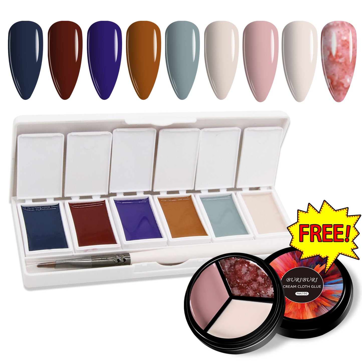 Dunhuang Mural 6-colors-in-1 + Free 3-colors-in-1 (#24) Solid Cream Gel Polish