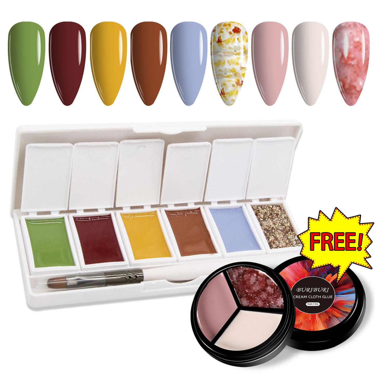 Oil Painting Barley 6-colors-in-1 + Free 3-colors-in-1 (#24) Solid Cream Gel Polish