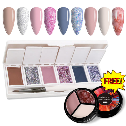 Blingbling Girl Group 6-colors-in-1 + Free 3-colors-in-1 (#24) Solid Cream Gel Polish