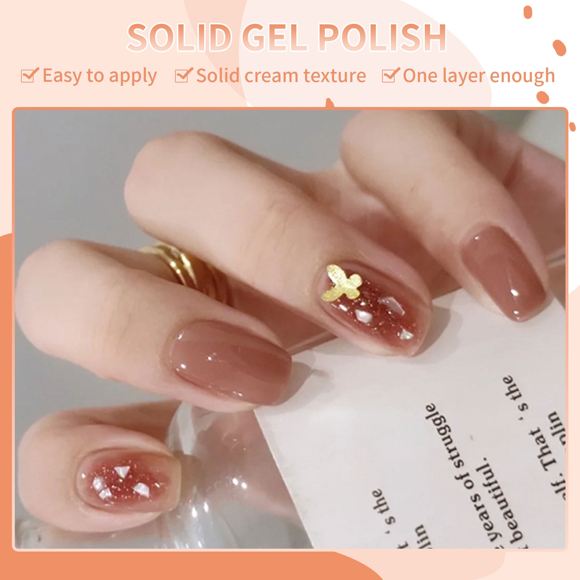 3 Colors in 1 Solid Cream Gel Polish - White, Light Coffee, Bright Glitter Sliver