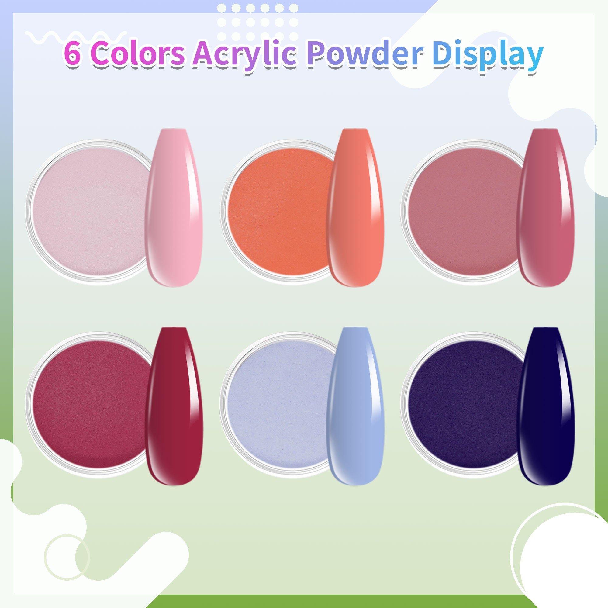 Happy Vacation - 6 Colors Nails Acrylic Powder Set