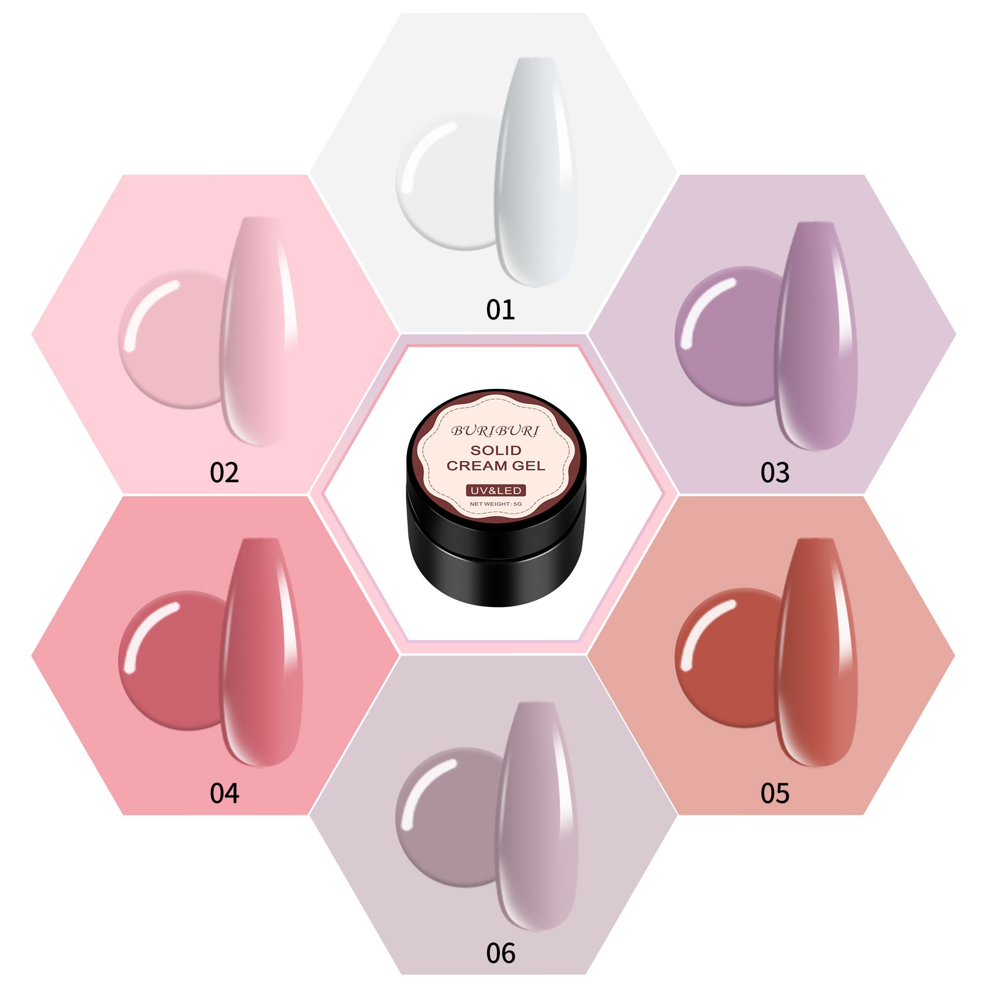 Summer Color Series - 6 Colors Solid Cream Gel Nails Polish Set Total 36 Colors