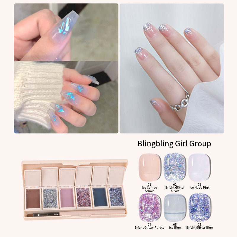 6 Colors in 1 Solid Cream Pudding Gel Nail Polish