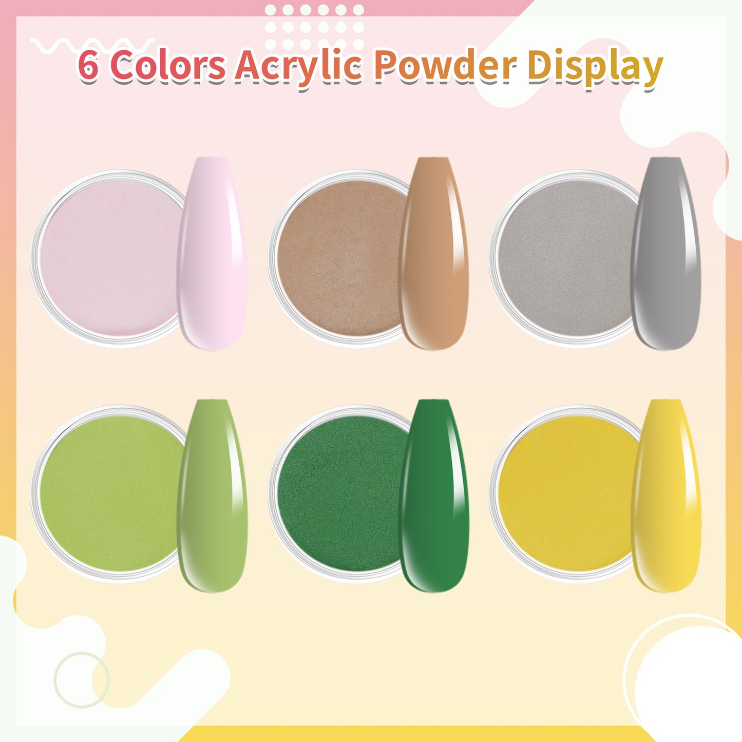 Candy Pudding- 6 Colors Nails Acrylic Powder Set