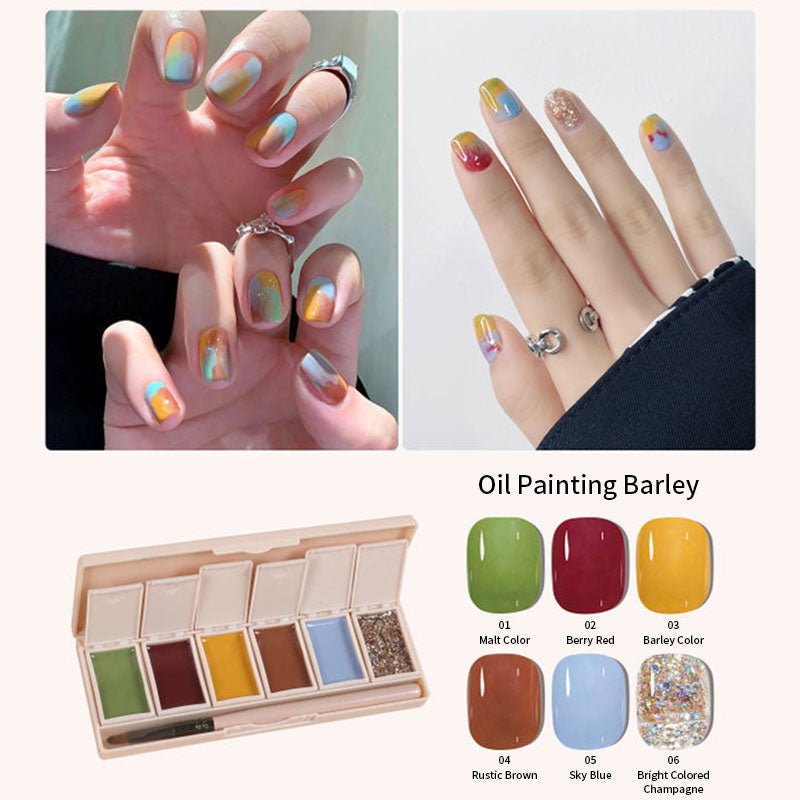 Oil Painting Barley - 6 Colors in 1 Solid Cream Pudding Gel Polish