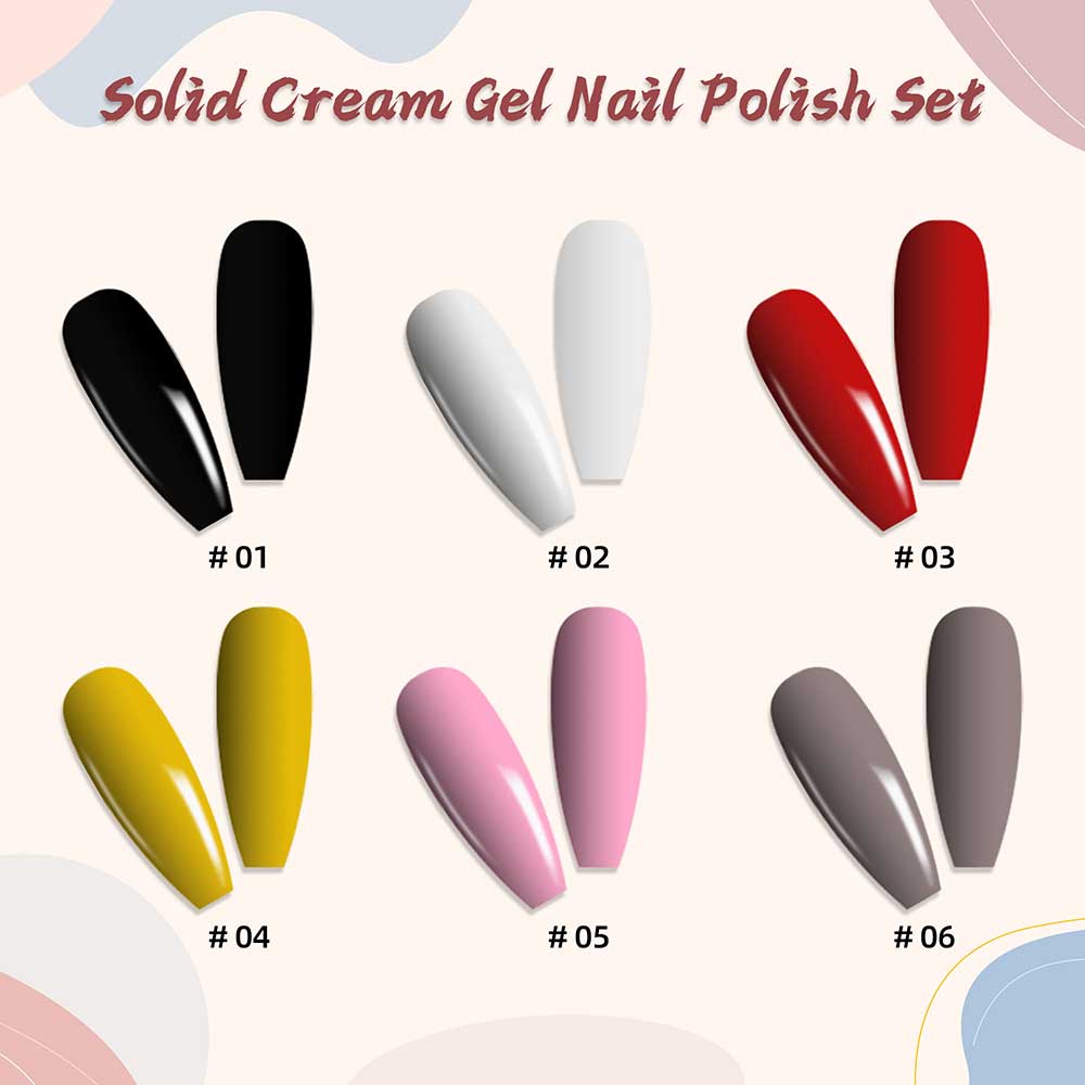 6 Colors Pack Canned Solid Cream Pudding Gel Polish Set - Total 24 Colors