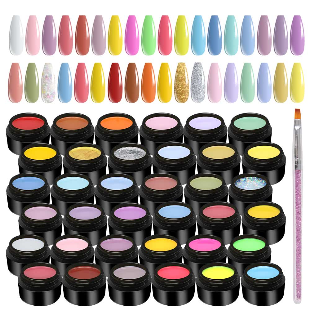 Summer Color Series - 6 Colors Solid Cream Gel Nails Polish Set Total 36 Colors