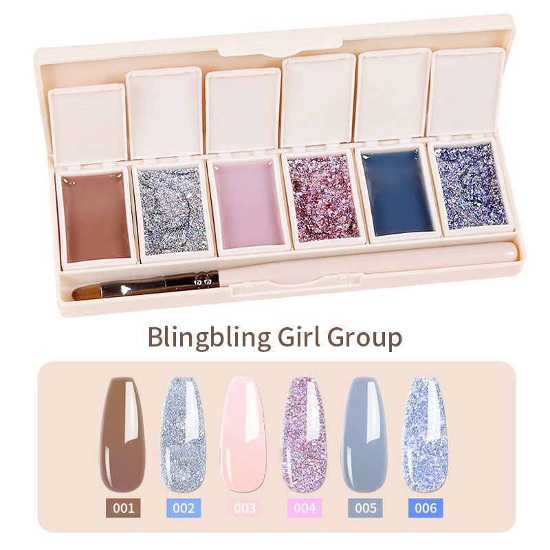 6 Colors in 1 Solid Cream Pudding Gel Nail Polish