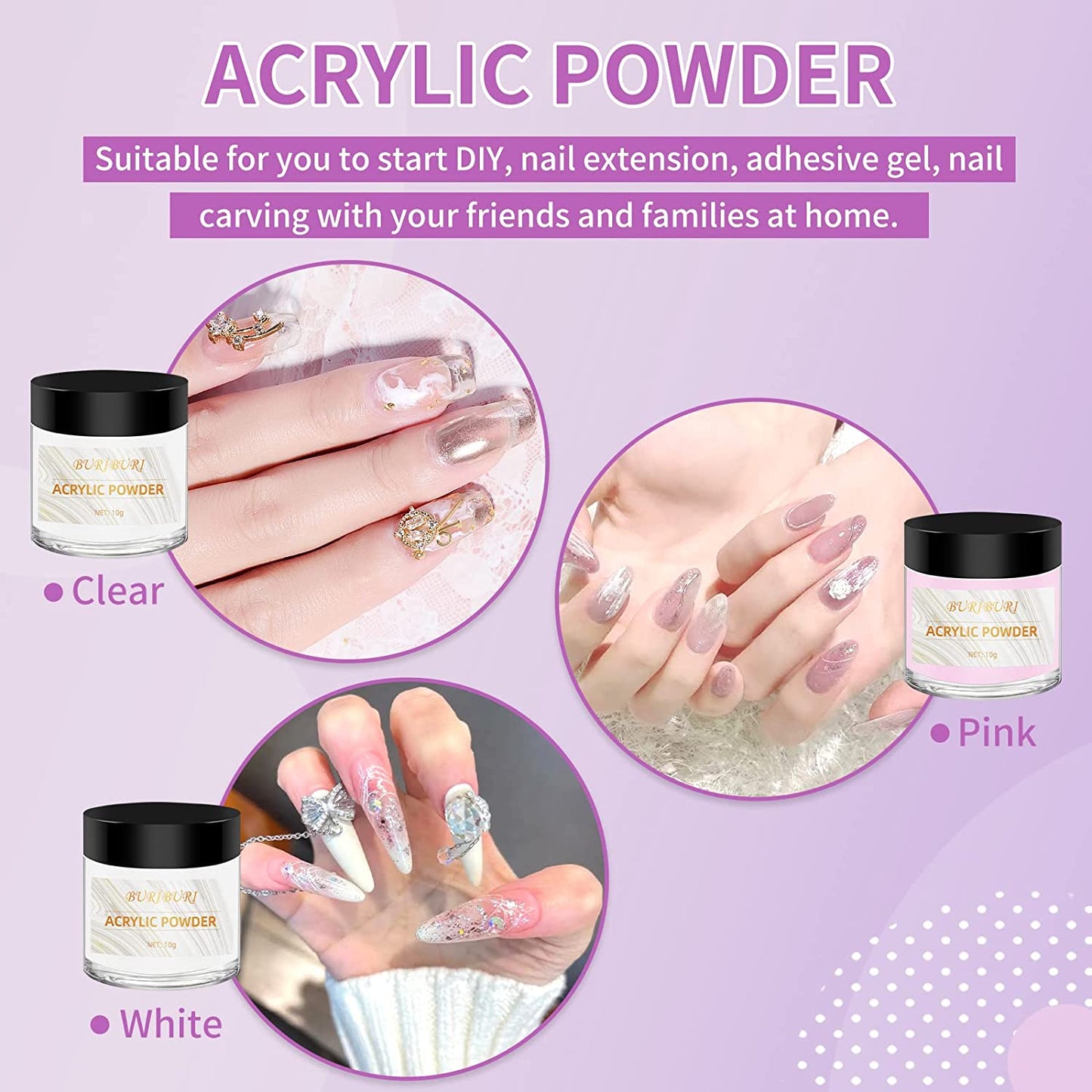 11Pcs Acrylic Nail Powder Set with Acrylic Nail Brush