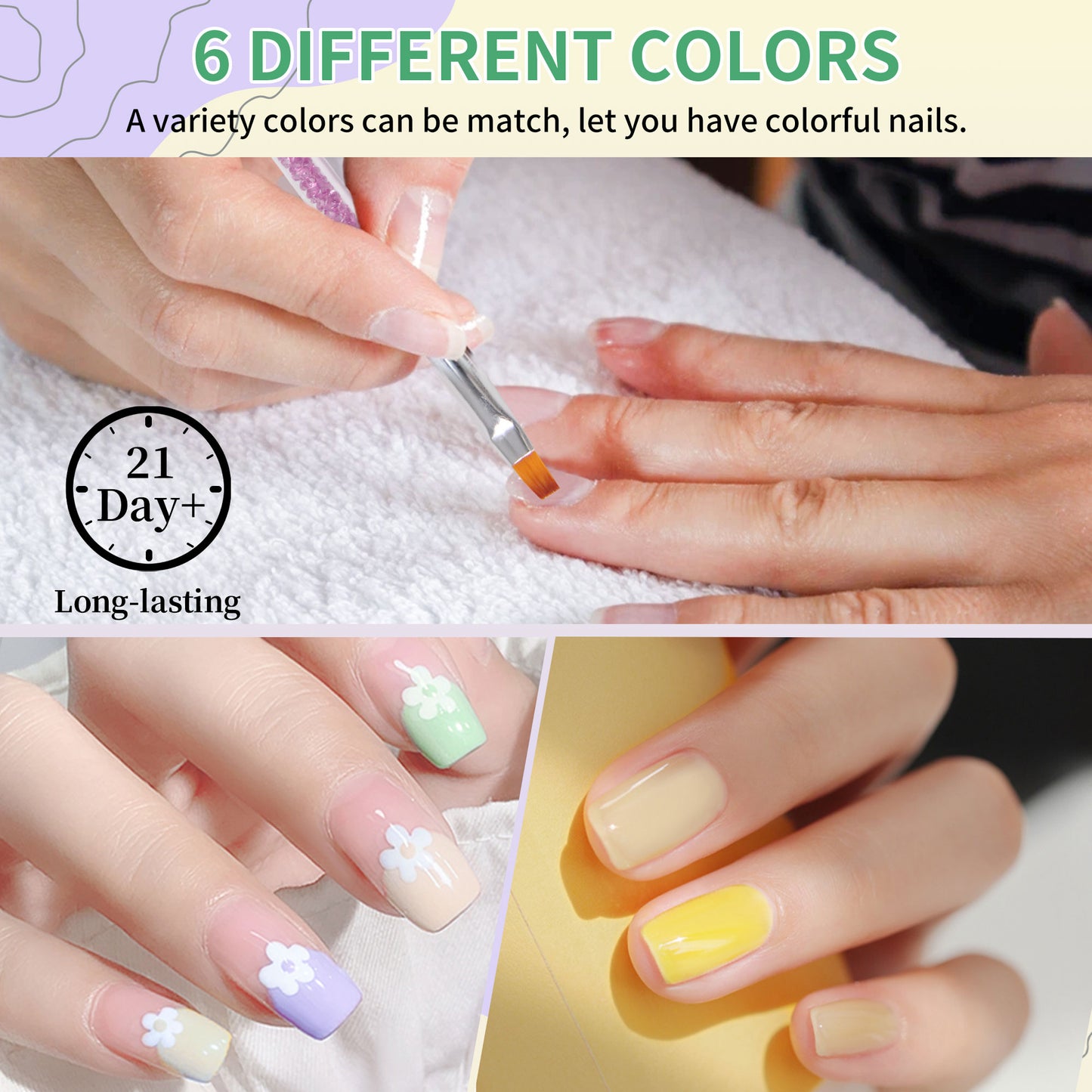 Summer Color Series - 6 Colors Solid Cream Gel Nails Polish Set Total 36 Colors