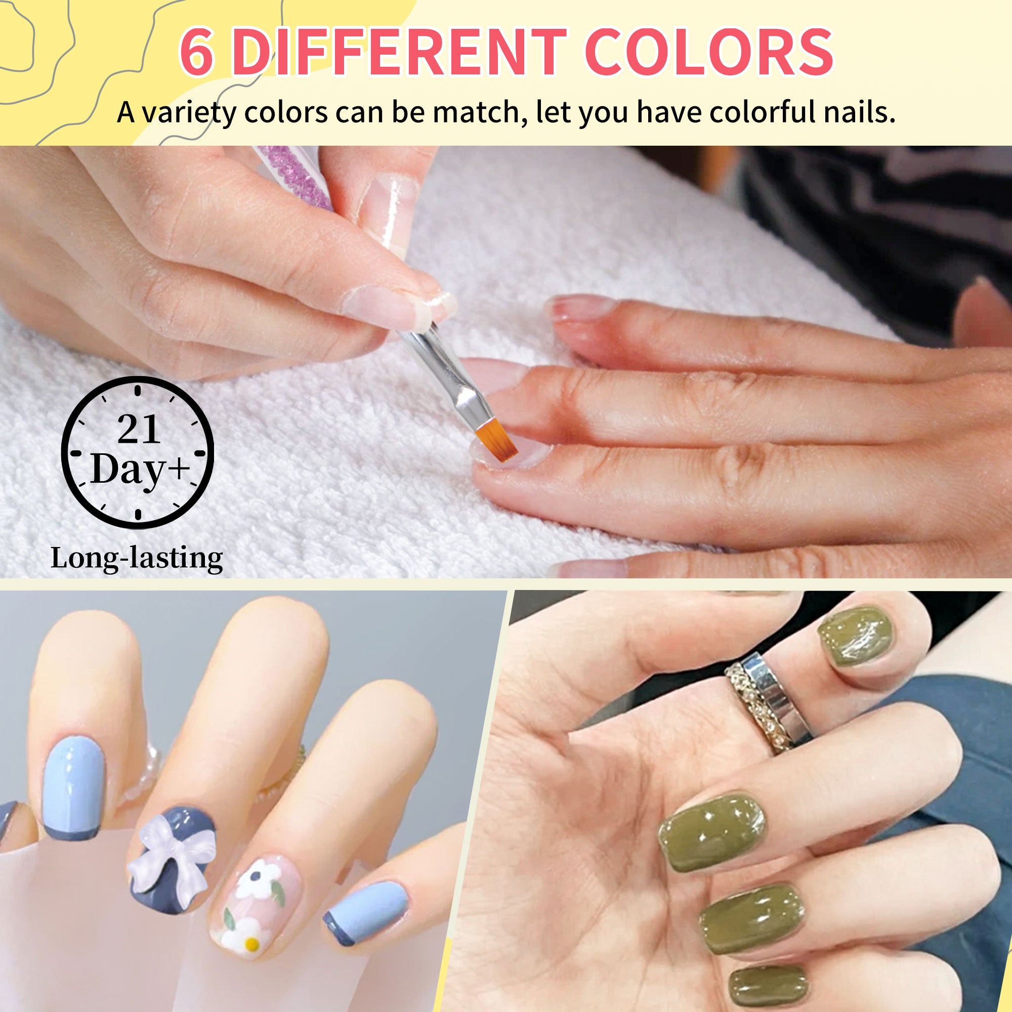 Summer Color Series - 6 Colors Solid Cream Gel Nails Polish Set Total 36 Colors